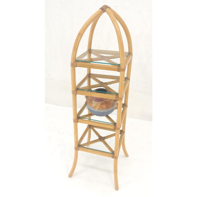 Bamboo & Leather Figural 13" Square Profile Dome Shape Etagere MINT For Sale - Image 10 of 13