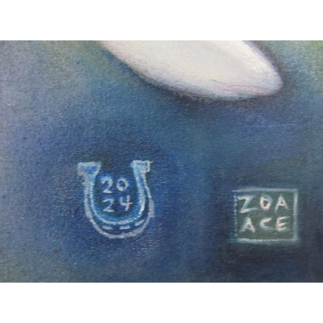 Figurative Wild Horses by Zoa Ace | Oil on canvas Painting of colorful horses in a landscape. For Sale - Image 3 of 5