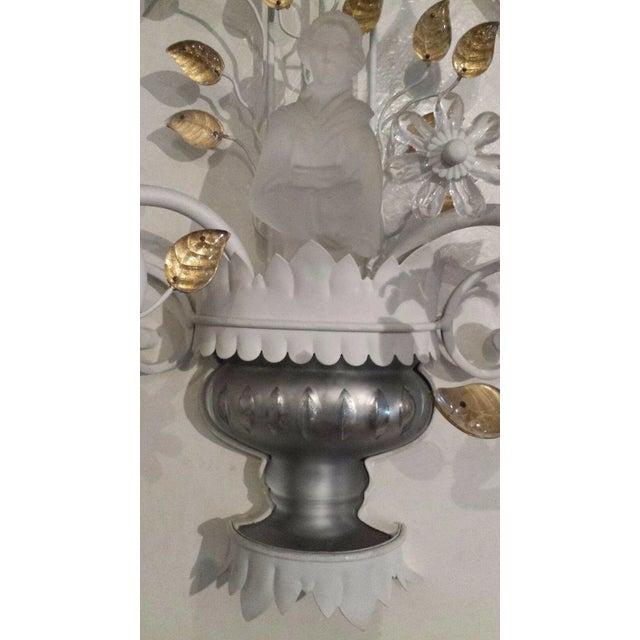 Chinoiserie Sherle Wagner Unique Chinoiserie Tole Light Sconce from Mar-a-Lago Palm Beach For Sale - Image 3 of 4