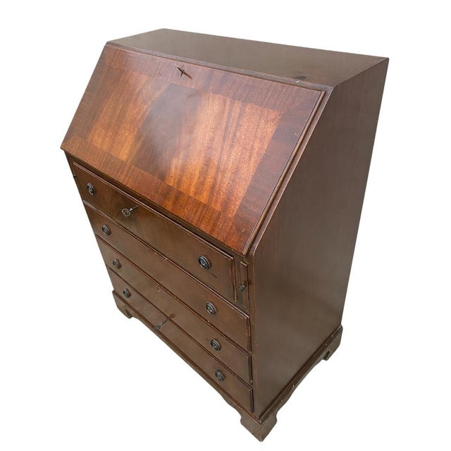 1950s Vintage English Mahogany Secretaire, 1950s For Sale - Image 5 of 8