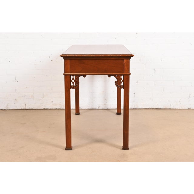 Late 20th Century Baker Furniture Historic Charleston Georgian Carved Mahogany Writing Desk or Console Table For Sale - Image 10 of 12