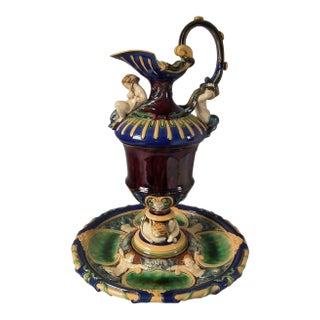 Mid 19th Century Minton Majolica Ewer and Stand For Sale