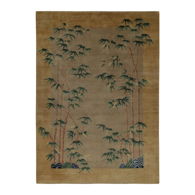 Beige Rug & Kilim Chinese Style Art Deco Rug in Beige with Green & Blue Florals - 10'x14' For Sale - Image 8 of 8