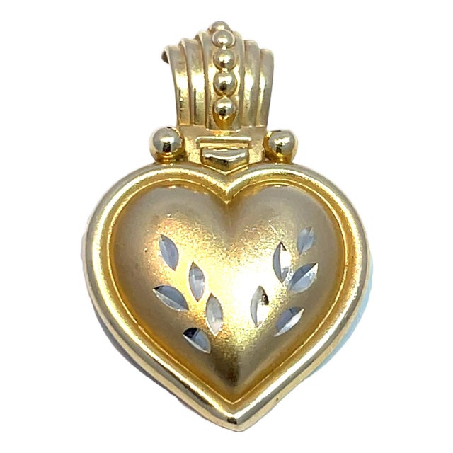 Vintage 14k Yellow Gold Heart Charm/Pendant For Sale