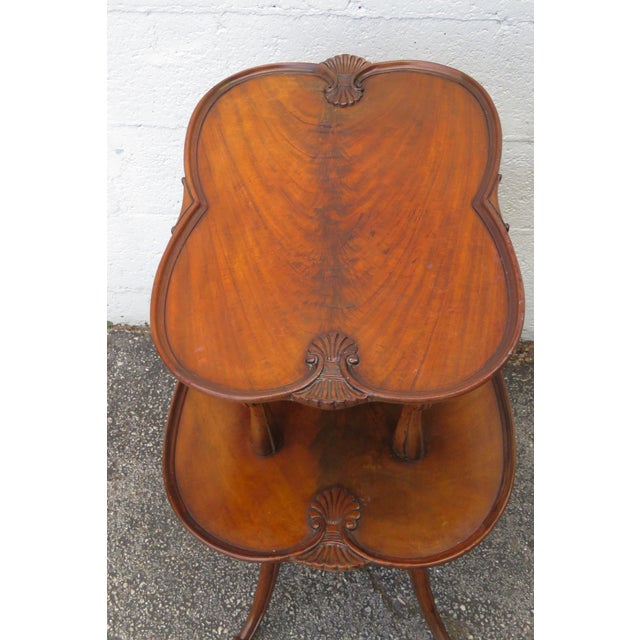 Early 1900s Carved Shells 3 Tiers Side End Accent Table | Chairish