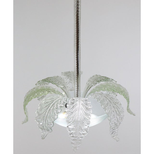 Mid-Century Modern Mid-Century Tinge of Green Murano Frond Chandelier in the Style of Barovier & Toso For Sale - Image 3 of 18