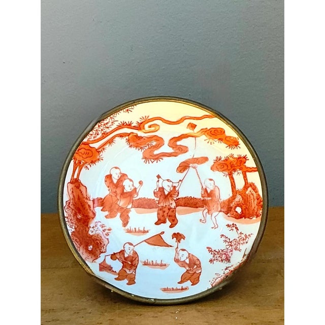 Vintage Decorative Japanese Ceramic and Brass Bowl For Sale - Image 9 of 12