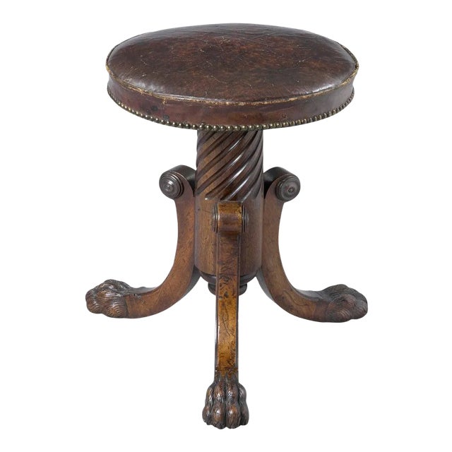 English Antique Regency Revolving Piano Stool For Sale