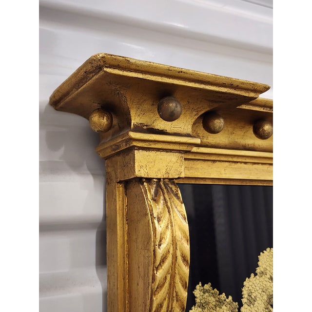 Antique Early 20th Century Federal Style Eglomise Giltwood Mirror For Sale - Image 9 of 17