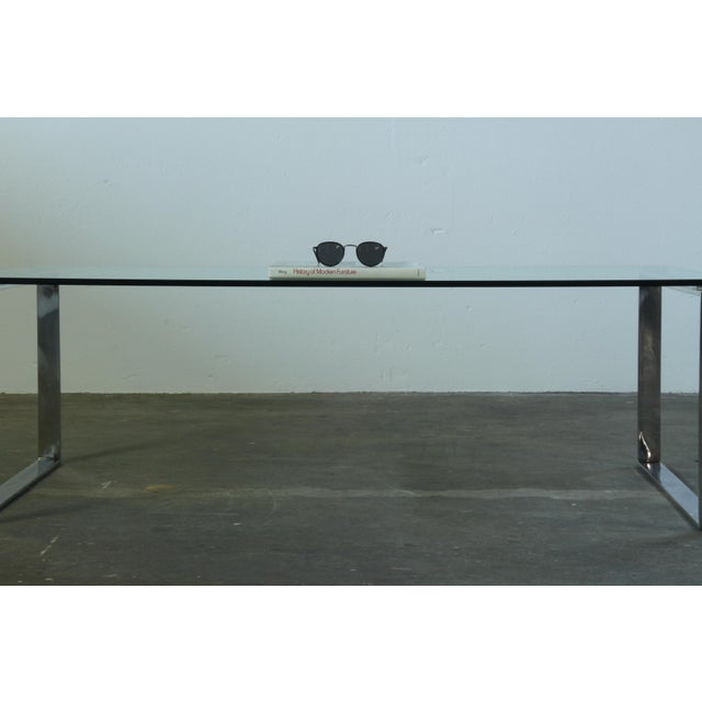 Modern Minimalist Danish Coffee Table in Glass and Polished Chrome, 1990s For Sale - Image 10 of 18