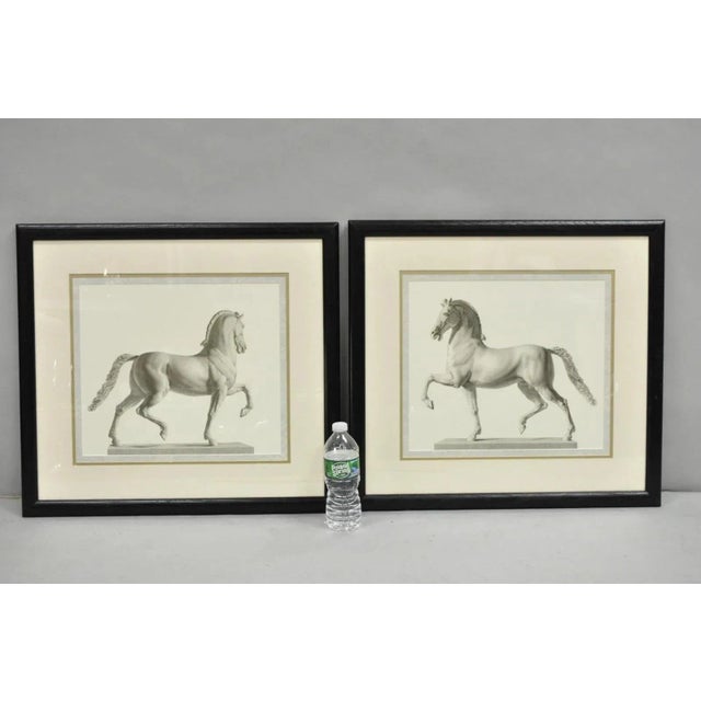 Vintage Regal Horse Sketch Equestrian Print Framed Art Wall Decor - (Set of 2). Circa Late 20th Century. Measurements: 22"...