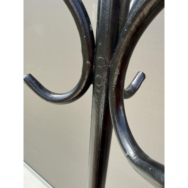 Antique Art Nouveau Wrought Iron Hall Stand with Umbrella Tray and Cast Paw Feet, 1900 For Sale - Image 5 of 9