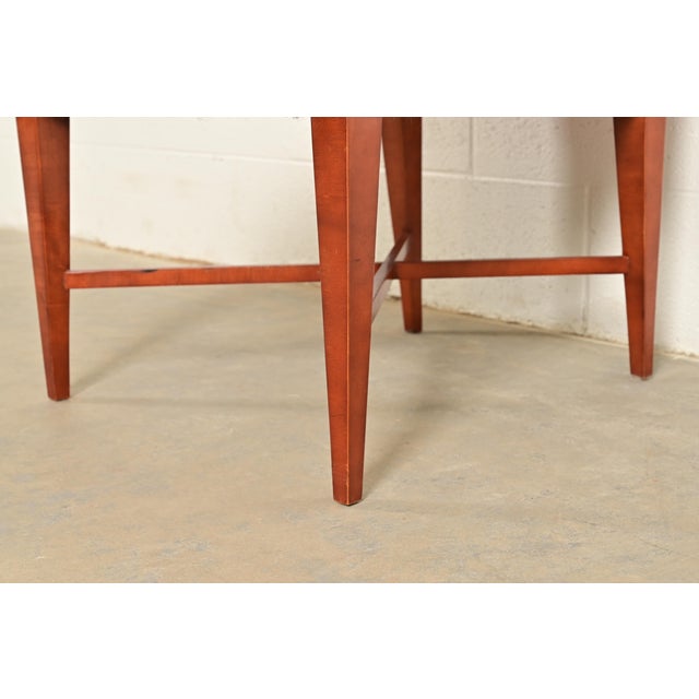 Baker Furniture Modern Regency Sycamore Wood Upholstered X-Base Dining Chairs, Set of Four For Sale - Image 9 of 14