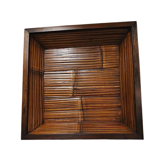 Vintage Asian 16" Wood Bamboo Serving Tray Ethnic Home Decor Party Collectible This vintage Asian 16" wood bamboo serving...