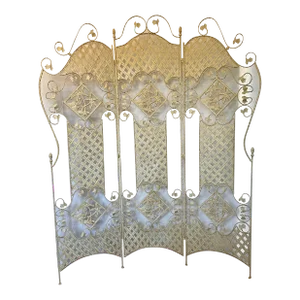 Architectural French Hand Forged Tri Fold Wrought Iron 3-Panel Screen by Gilbert Poillerat