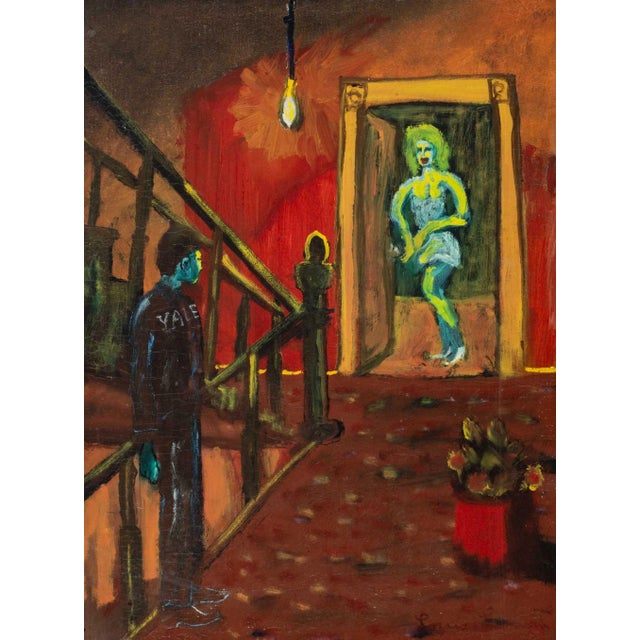 Louis Lamont (American, XX-XXI), "Extra Curricular Activities", Oil on Canvas Board, 1995, signed lower right, signed,...
