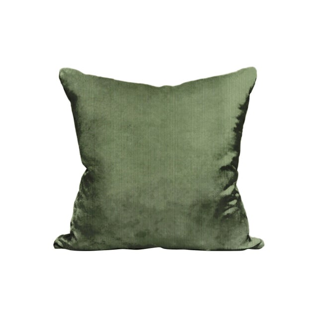 Contemporary The House of Scalamandré Strie Velvet Pillow, Kelly For Sale - Image 3 of 3