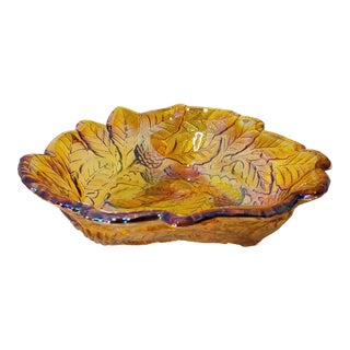 1970s Indiana Loganberry Harvest Gold Carnival Glass Bowl For Sale