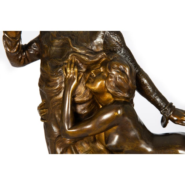 French Art Nouveau Bronze Sculpture Wagner’s “Tannhauser” After Louis Chalon For Sale - Image 9 of 18