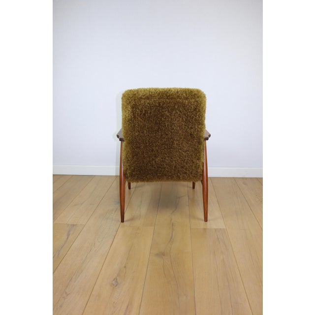Brown Vintage Lis Armchair with Olive Long Hair Rudy Boucle from Henryk Lis, 1970s For Sale - Image 8 of 13