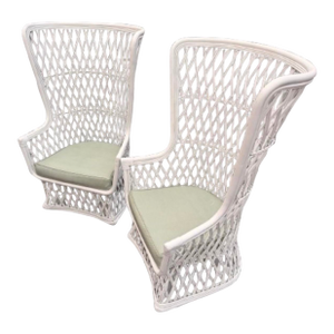 1970s Rattan & Bamboo Peacock Style Chairs From Disney Polynesian Hotel - A Pair