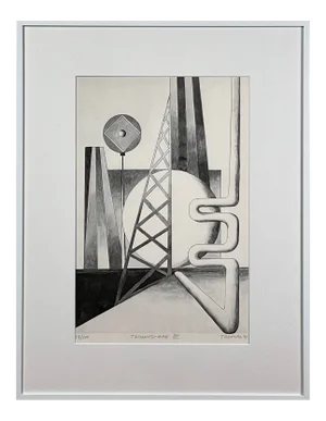 1975 Joachim Hans Themal (German, 1911-1982) “Technoscape 3” Lithograph, Framed (Signed, #19/100)