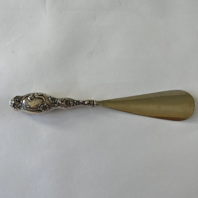 Metal Antique Repoussé Sterling Silver Shoe Horn For Sale - Image 7 of 13