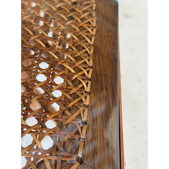 Brighton Pavilion Vintage Octagonal Bamboo and Cane Side Table With Glass Top For Sale - Image 4 of 12