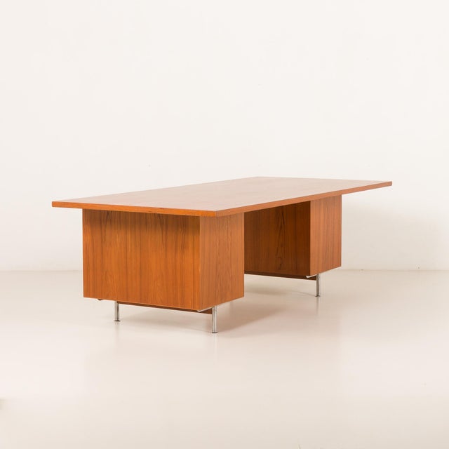 Wood Large Mid-Century Modern Danish Executive Desk in Teak, 1970s For Sale - Image 7 of 18