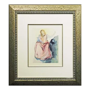 1960s Salvador Dali the Divine Comedy Woodblock Art Print Paradise Canto 4 Framed