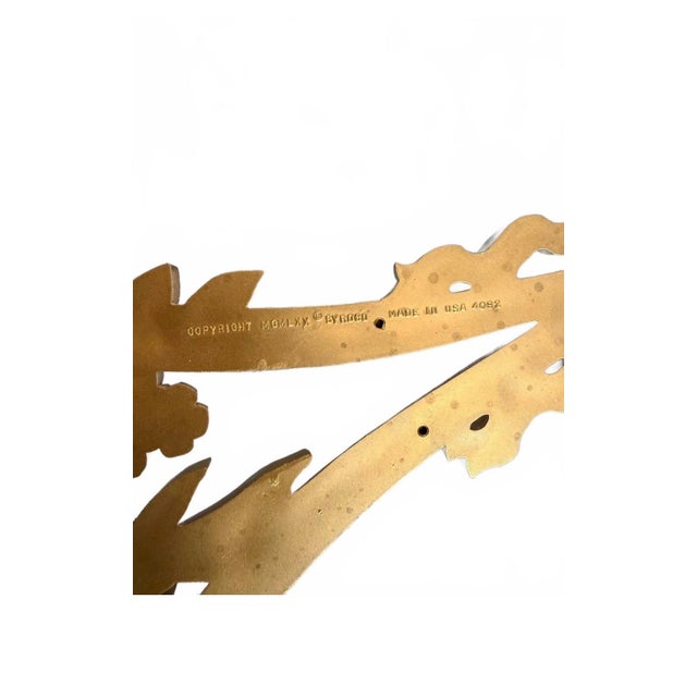 1970s Vintage 1970s Gold Tone Floral Wall Sconce Candle Holder For Sale - Image 5 of 5