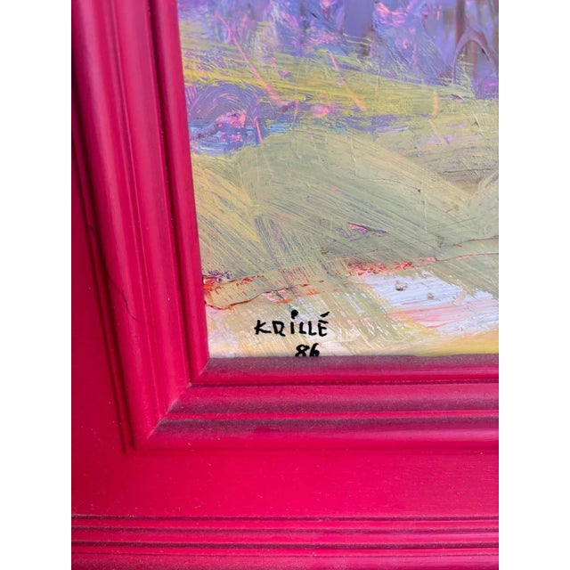 1980s Jean Krillé, Landscape No. 88, Oil on Wood, 1986 For Sale - Image 5 of 10