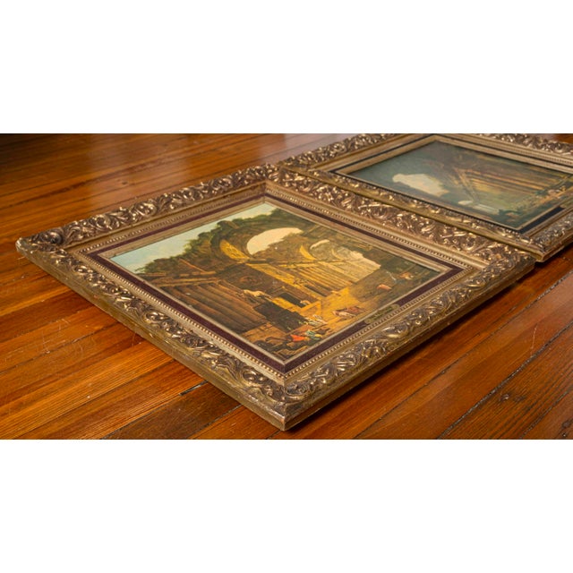 Vintage Old World Architectural Ruins Prints After Hubert Robert in Ornate Gilt Frames, Pair For Sale - Image 6 of 18