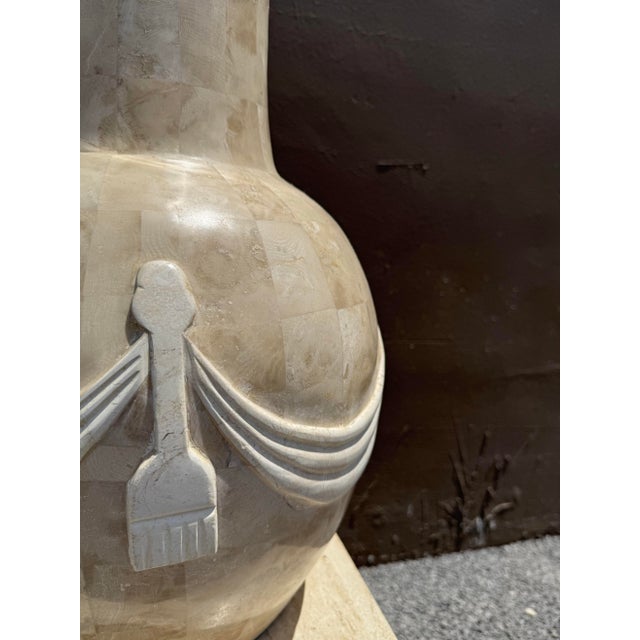 Vintage Tessellated Stone Vase With Ribbons For Sale - Image 9 of 9