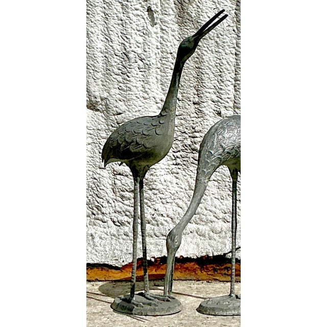 Mid 20th Century Vintage Coastal Cast Metal Cranes - Set of 2 For Sale - Image 5 of 14