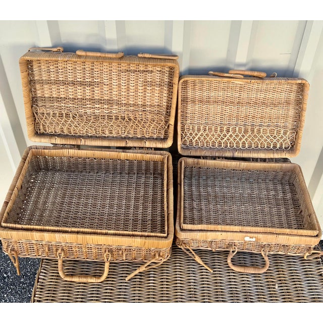 Natural Woven Bamboo Rattan Wicker Graduated Stacking Sewing Storage ...