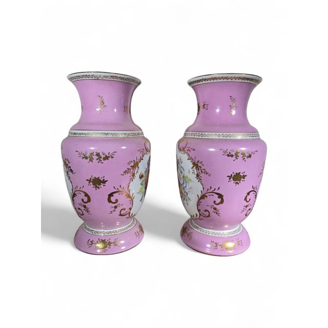 Purple Dresden Porcelain Vases, 1900, Set of 2 For Sale - Image 8 of 13