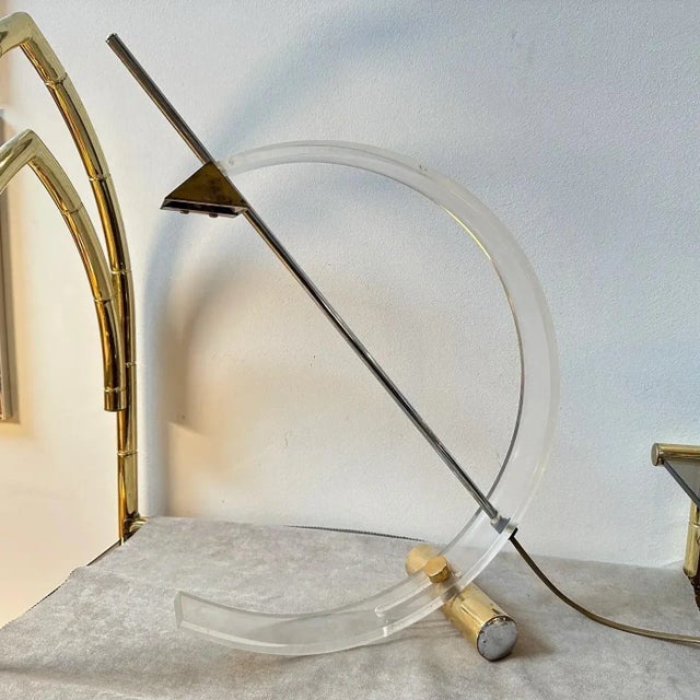 1980s Modernist Design Italian Arc Table Lamp For Sale - Image 9 of 12