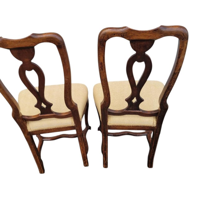 Pair 18th Century Italian Walnut Chairs Original Finish Hand Carved For Sale - Image 4 of 18