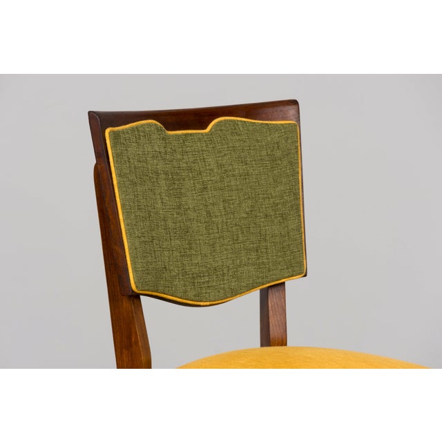 Set of 6 French Art Deco Maple Dining Chairs in Yellow and Moss Green, 1930s For Sale - Image 13 of 18