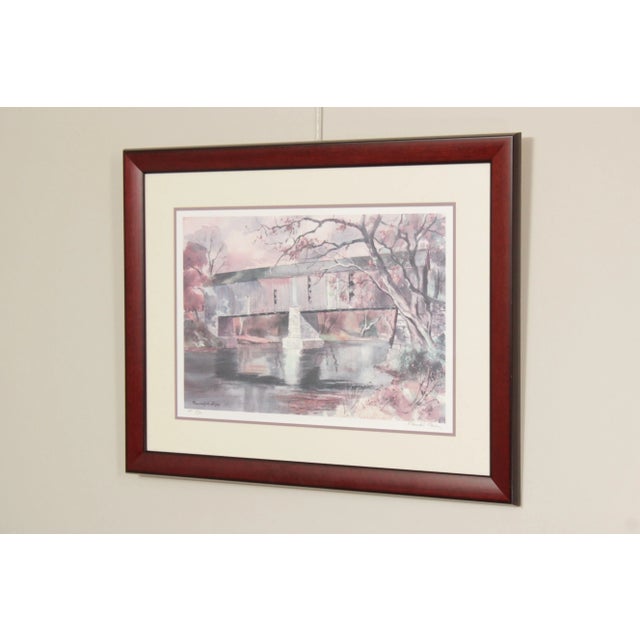 Impressionist Late 20th Century Ranulph Bye Bucks County Covered Bridge Watercolor Print For Sale - Image 3 of 12