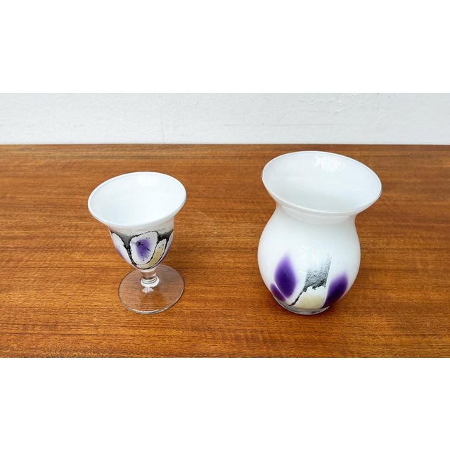 Vintage German Glass Vase and Goblet by Hans Jürgen Richartz for Richartz Art Collection, Set of 2 For Sale - Image 4 of 18