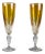 Yellow Crystal Champagne Coupes, 1950s, Set of 2 For Sale