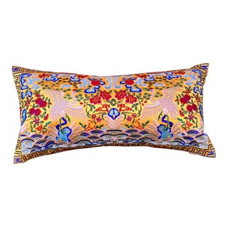 Hollywood Regency Gold Asian Chinoiserie Boudoir Pillow For Sale