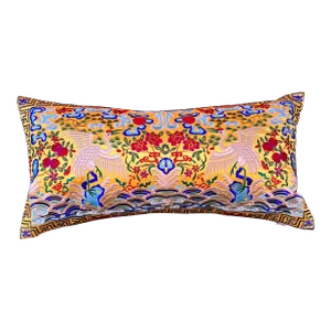 Hollywood Regency Gold Asian Chinoiserie Boudoir Pillow