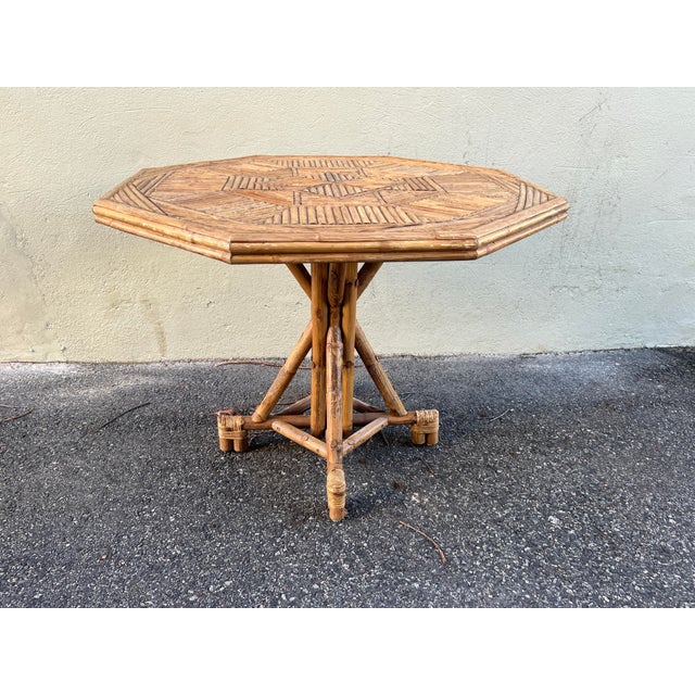 Mid 20th Century Rattan Bamboo Octagonal Dining or Center Table For Sale - Image 12 of 12