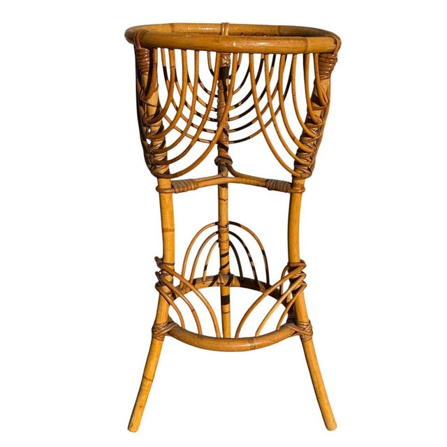 Brown French Rattan Flower Holder, 1960s For Sale - Image 8 of 12