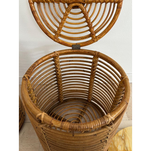 Beige Vintage Italian Rattan and Bamboo Coffee Tables, 1960s, Set of 2 For Sale - Image 8 of 14