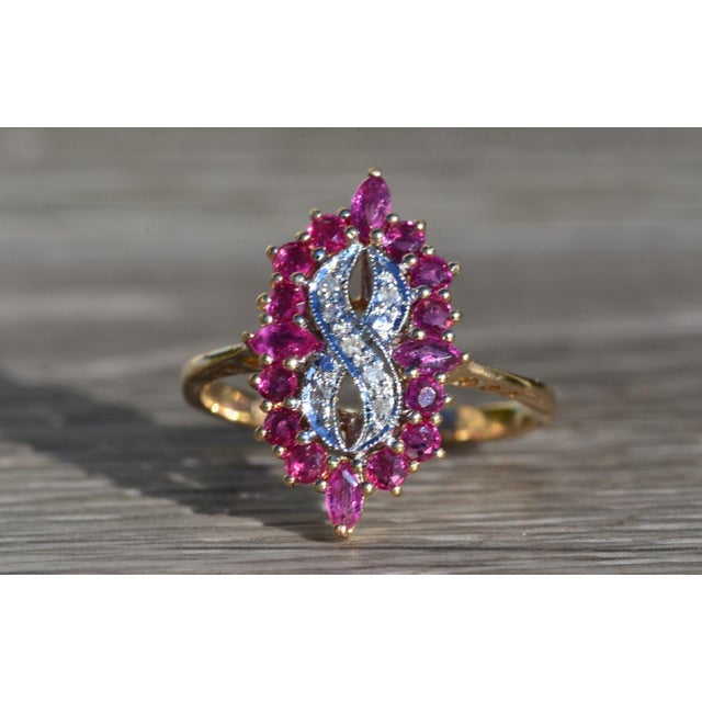 The Luttrell: Ladies Yellow Gold Diamond and Ruby Ring For Sale - Image 4 of 11