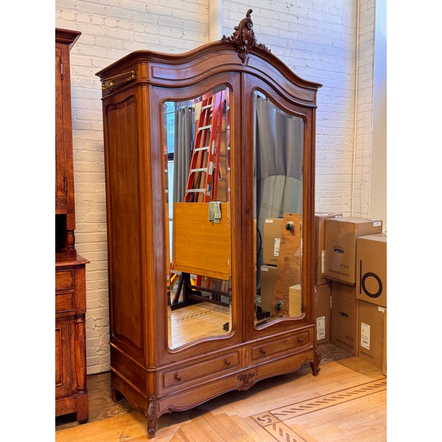 French Louis XV Style Mirrored Armoire, Antique For Sale - Image 3 of 12